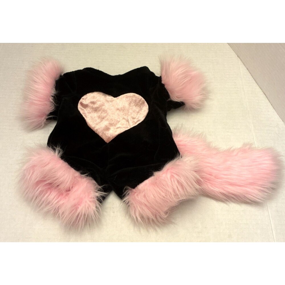Vintage Build-A-Bear Black Pink Cat Costume w/Heart and Fuzzy Tail - Incomplete